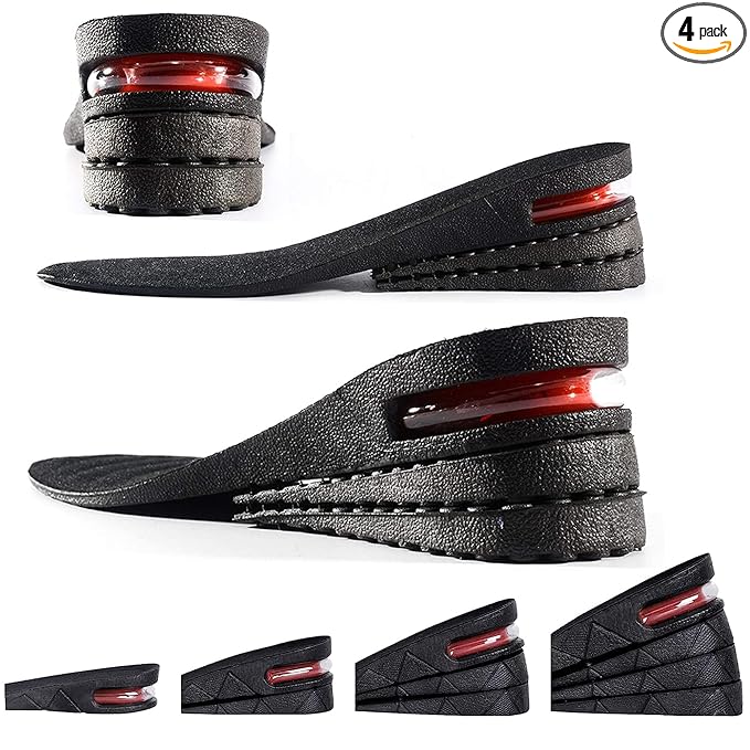 Height Increasing Shoes Insoles For Men And Women, 4-Layer Air Cushion Heel
